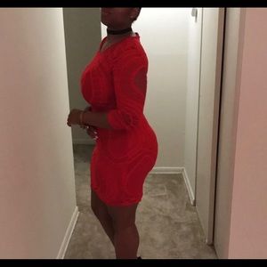 Red Lace Bodycon Dress